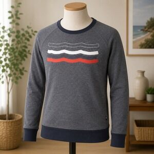NWOT Sol Angeles Pullover Sweatshirt Large Gray Wave Graphic Raglan Sleeve